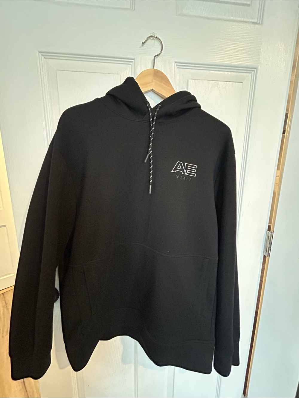 American Eagle Outfitters Black AE Logo Pullover Hoodie